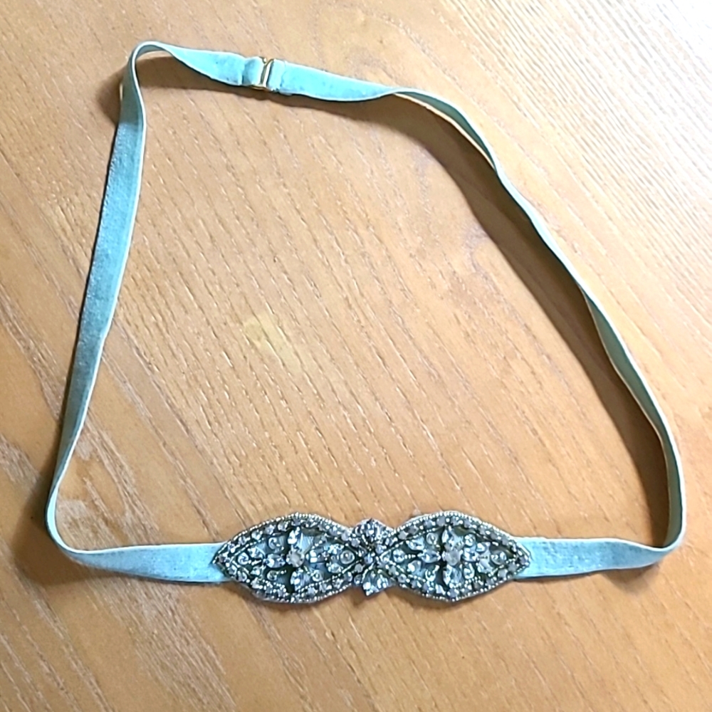 BHLDN mint green velvet wedding belt